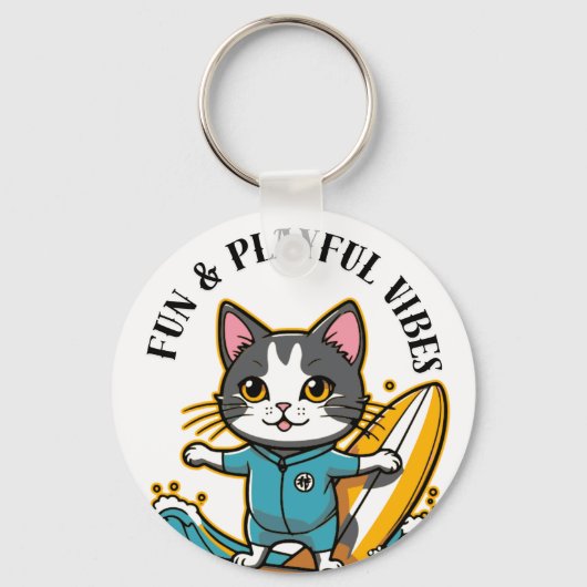 Porte-clés Sliding Cat Fun & Playful Vibes (Recto)