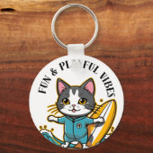 Porte-clés Sliding Cat Fun & Playful Vibes (Recto)