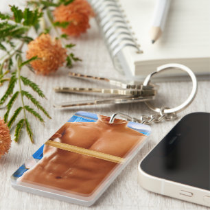 Porte-clés SlipperyJoe homme musclé abs vestiaire pièce carre