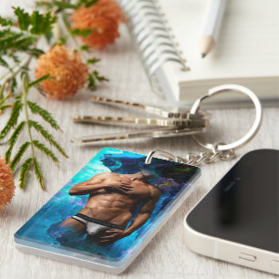 Porte-clés SlipperyJoe homme musclé sous-vêtements bulle dyna