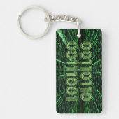Porte-clés SlipperyJoe's 69 code binaire vert vibrant calcul (Devant)