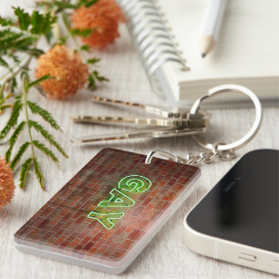 Porte-clés SlipperyJoe's dynamique néon gay signe vert brique