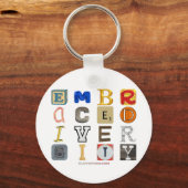 Porte-clés SlipperyJoe's embrasse diversité lettres découpées (Recto)