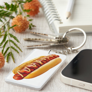 Porte-clés SlipperyJoe's hot dog ambiance estivale BBQ niché