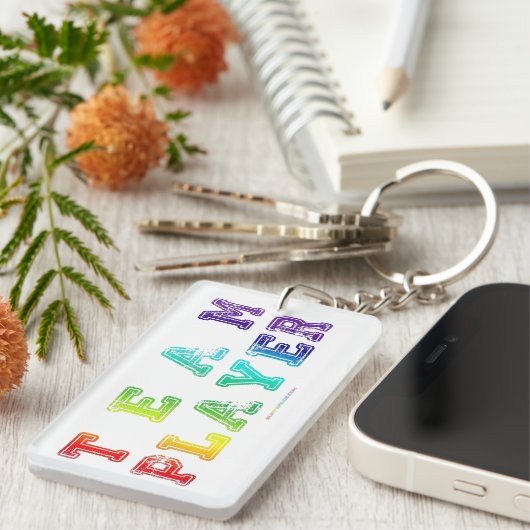 Porte-clés SlipperyJoe's Team Player mots gradient rainbow c (Devant droit)