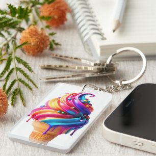 Porte-clés SlipperyJoe's vibrante crème glacée cone classique