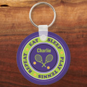 Porte-clés slogan de tennis cool, porte - clé violet et vert (Recto)