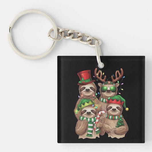 Porte-clés Sloth Christmas Joyeux Slothmas Sloth Lover Cadeau (Devant)