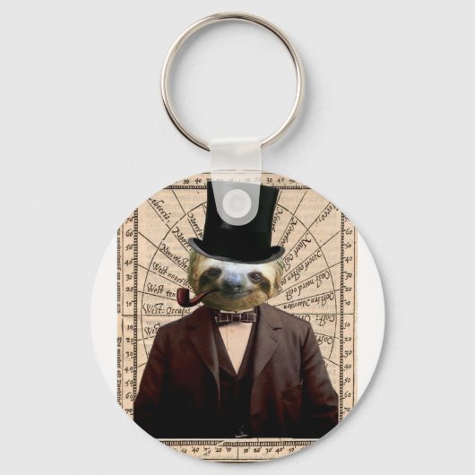 Porte-clés Sloth Man Victorian Steampunk Anthropomorphique (Recto)