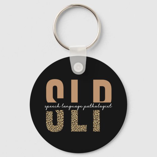 Porte-clés SLP papier guépard orthophoniste cadeau (Recto)