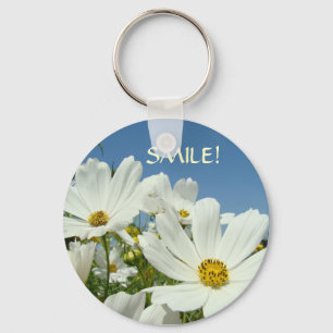 Porte-clés SMILE! Fleurs de marguerites blanches