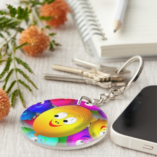 Porte-clés Smiley Faces Balloons Pattern-64171 (Devant Droit)