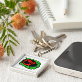 Porte-clés Smiling Ladybug sur une feuille verte (Côté)