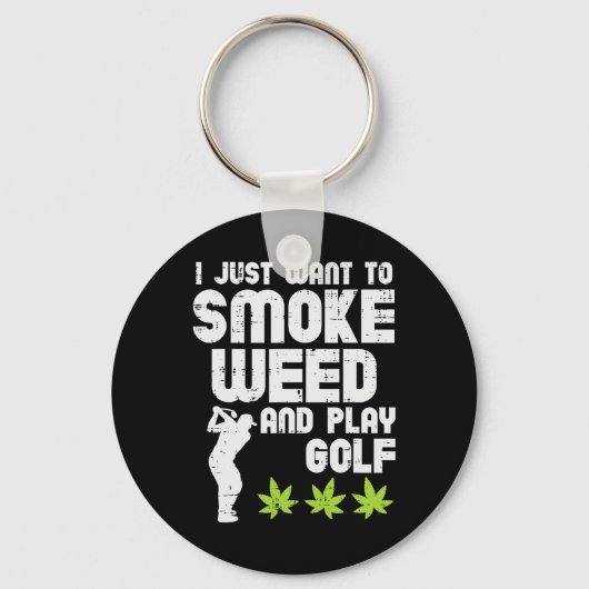 Porte-clés Smoke Weed Play Golf Golfing Thc Golfer Stoner (Recto)
