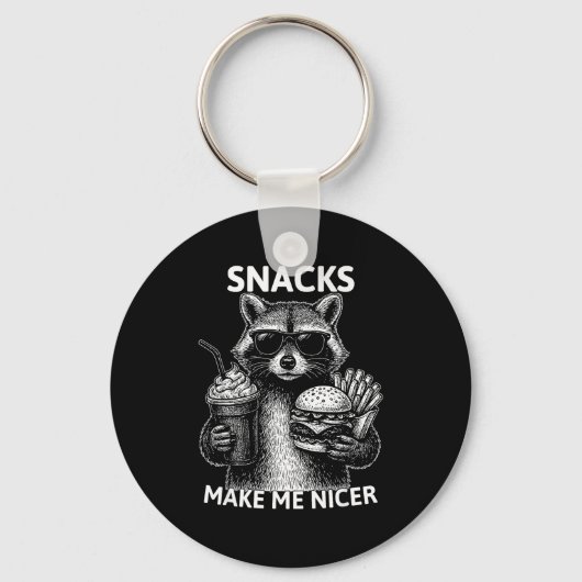 Porte-clés Snacks Make Me Nicer Funny Raccoon Sarcastic Anima (Recto)