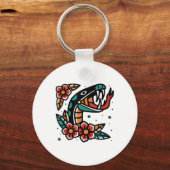 Porte-clés Snake Old School American traditionnel Tattoo Flas (Recto)