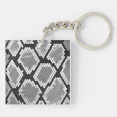 Porte-clés Snakeskin Gris, blanc et noir Monogramme (Dos)