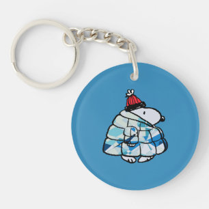 Porte-clés Snoopy en hiver avec manteau gonflant