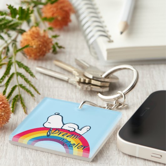 Porte-clés Snoopy | Rêver en couleur arc-en-ciel (Devant Droit)