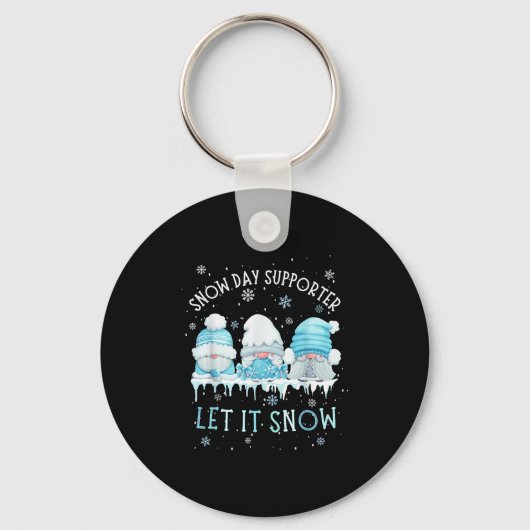Porte-clés Snow Day Suprter Let It Snow Cute Blue Gnome Xmas (Recto)