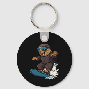 Porte-clés Snowboard Animaux - Castor Sur Snowboard Snowbo