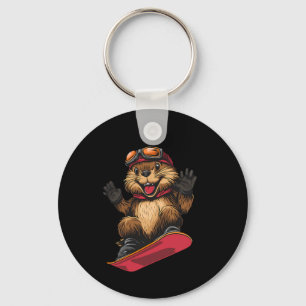 Porte-clés Snowboard Animaux - Castor Sur Snowboard Snowbo