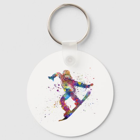 Porte-clés Snowboard en aquarelle (Recto)