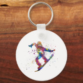 Porte-clés Snowboard en aquarelle (Recto)