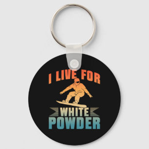 Porte-clés Snowboard I Live Pour White Powder Snowboarder Nei