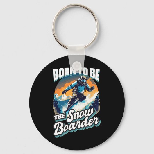 Porte-clés Snowboard Né À Snowboard Rétro Vacances Neige (Recto)