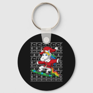 Porte-clés Snowboard Noël Unicorne Santa Claus Snowboa