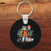 Porte-clés Snowboard Ours polaire Hiver Amusant Arctic Advent (Recto)