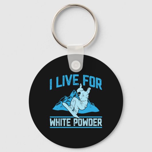 Porte-clés Snowboard Outfit I Live For White Powder Snowbo (Recto)