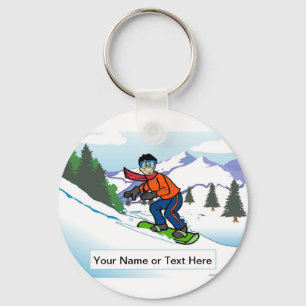 Porte-clés Snowboard personnalisé - Dessin masculin