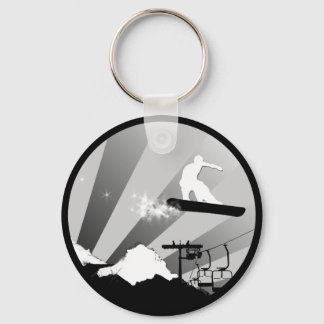 Porte-clés snowboard. piste en poudre.