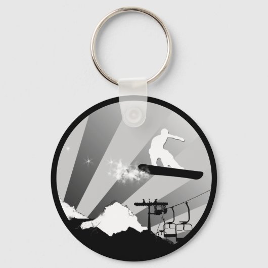 Porte-clés snowboard. piste en poudre. (Recto)