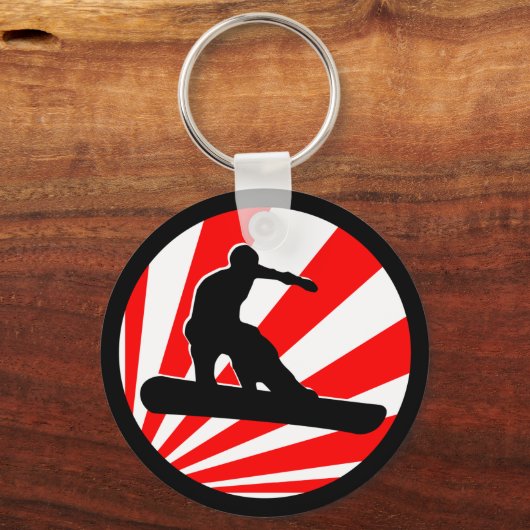 Porte-clés snowboard. rayons rouges. (Recto)
