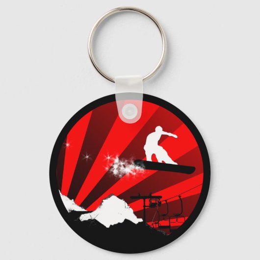 Porte-clés snowboard. rouge. (Recto)