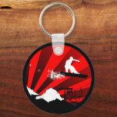 Porte-clés snowboard. rouge. (Recto)