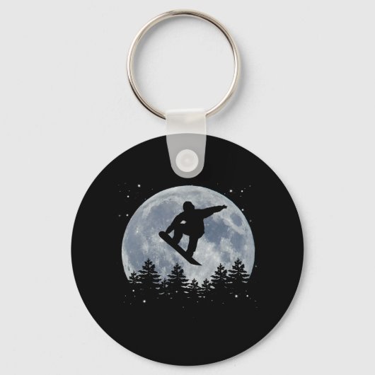 Porte-clés Snowboard Sauter Devant La Lune (Recto)