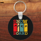 Porte-clés Snowboard Silhouette Vintage Style Graphique (Recto)