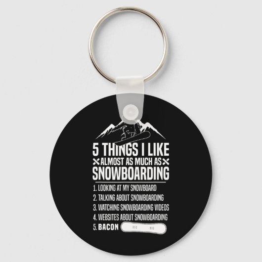Porte-clés Snowboard Snowboard Bacon 5 choses que j'aime Almo (Recto)