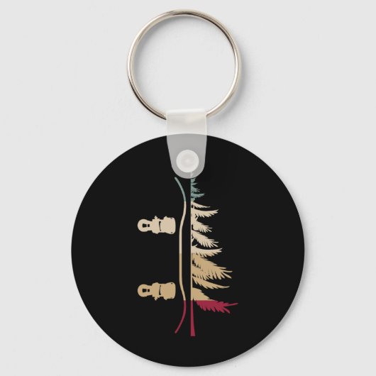 Porte-clés Snowboard Snowboard Tree Snowboardeur Rétro (Recto)