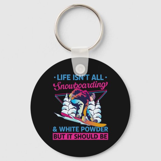 Porte-clés Snowboard White Powder Retro 90s 80s Snowboard (Recto)