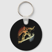 Porte-clés Snowboarder Graphisme Retro Style Alpine Snowboard (Recto)