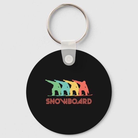 Porte-clés Snowboarder Retro Pop Art Snowboard Graphique (Recto)