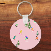 Porte-clés Snowboarders rose Illustration du snowboard (Recto)