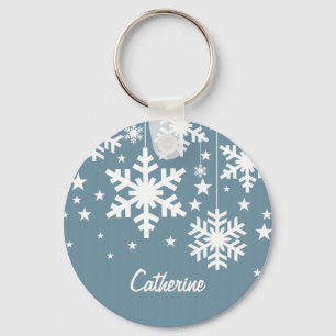 Porte-clés Snowflakes and Stars Keychain, Blue