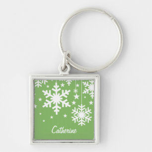 Porte-clés Snowflakes and Stars Premium Keychain, Green