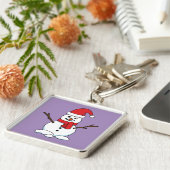 Porte-clés Snowman avec Bonnet rouge et Écharpe (Côté)